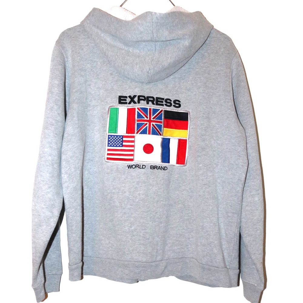 Vintage Express Embroidered Zip Up Hoodie
